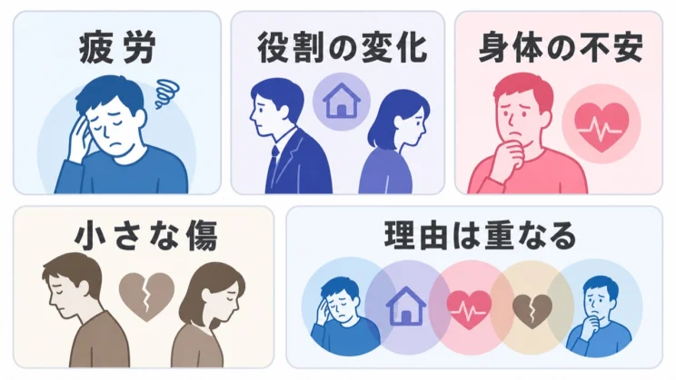 理由はひとつに決めつけず、重なりとして見ることが大切です。