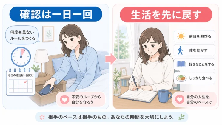 確認する回数を決めると、不安に生活を奪われにくくなります。