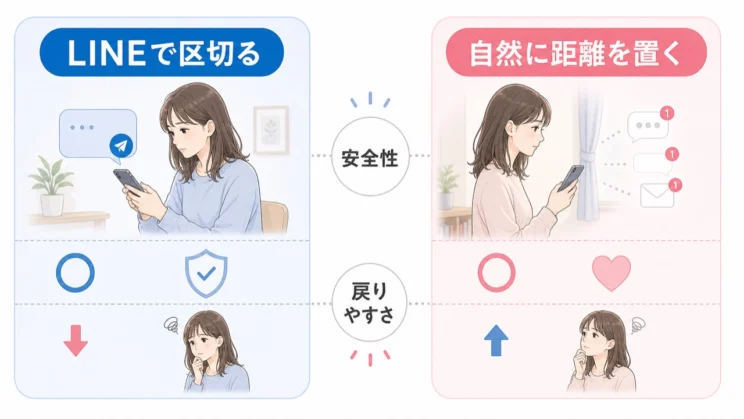 伝えるか自然消滅かは、安全性と自分の揺れ方で見ます。