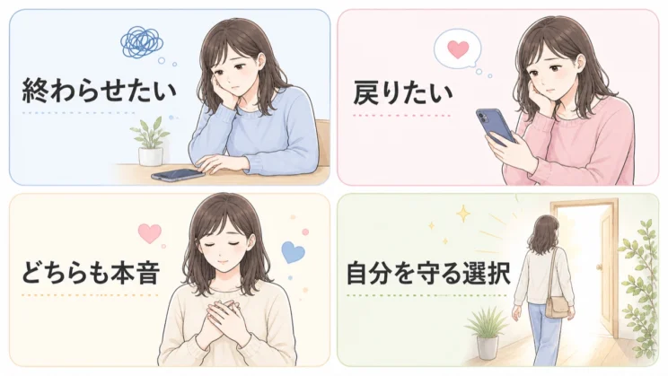 終わらせたい気持ちと戻りたい気持ちは、同時に起こることがあります。