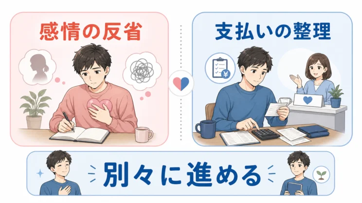 罪悪感の整理とお金の整理は、別々に進めるほうが落ち着きやすくなります。