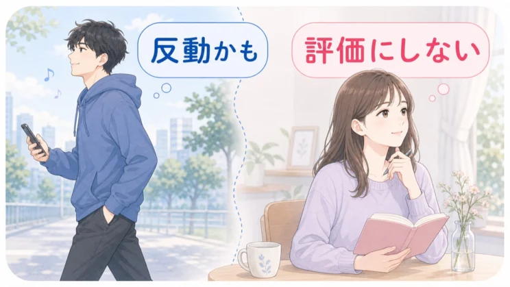 反動のように見える行動も、自分への評価として背負いすぎないでください。