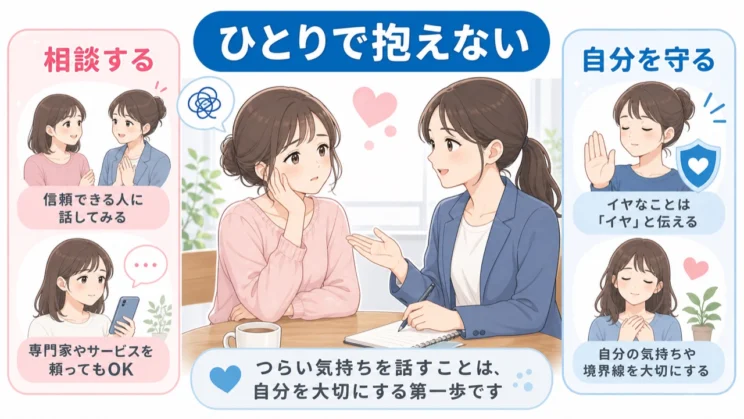 相談や距離の取り方を選べると気づくことが、境界線を取り戻す一歩になります。