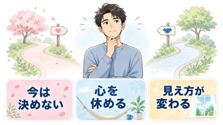 結論を急がず心を休める時間を置くと、数日後には違う見え方が生まれることがあります。