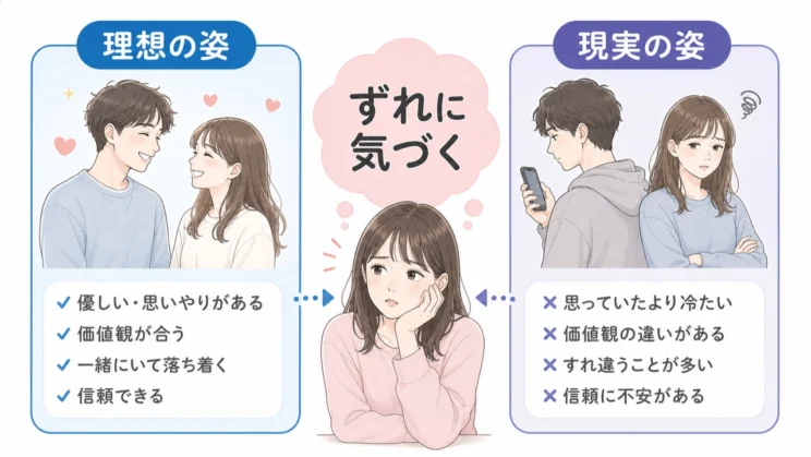 理想と現実のずれを言葉にすると、違和感の正体が少し見えやすくなります。