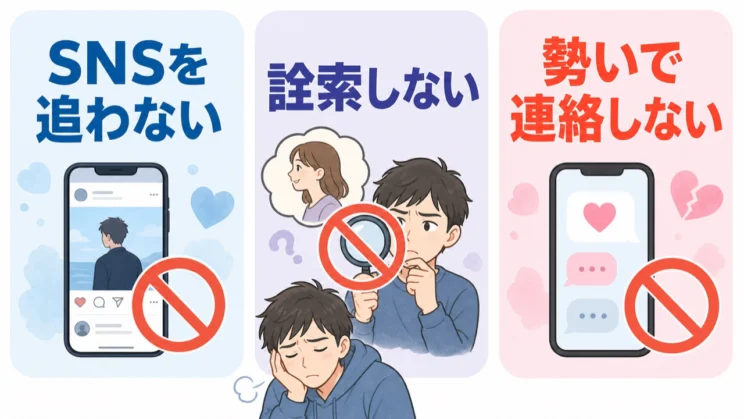 追跡や詮索、勢いの連絡を控えると、傷が開き直す機会を減らせます。