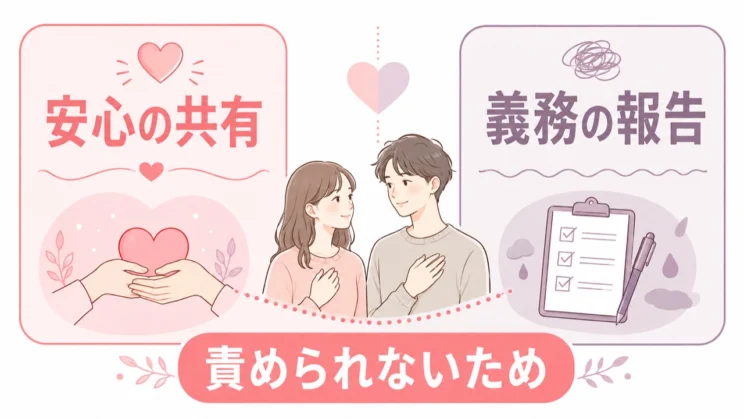 安心のための共有と、責められないための報告を分けて考えてみましょう。