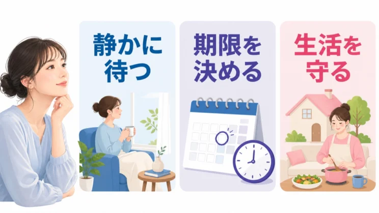 静かに待つ期間を決め、返信待ちが生活の中心にならないよう自分の時間も守ります。