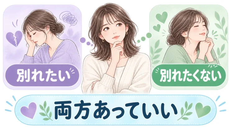別れたい気持ちと別れたくない気持ちが同時にあることは、迷いの中では自然なことです。