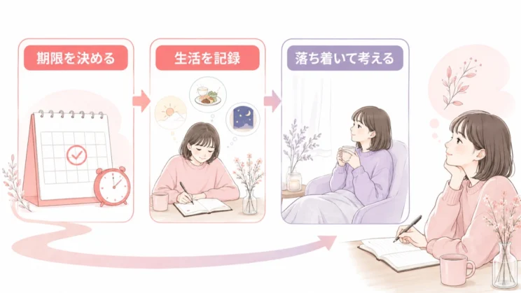 期限と生活の記録を置くと、落ち着いた状態で関係を見直しやすくなります。