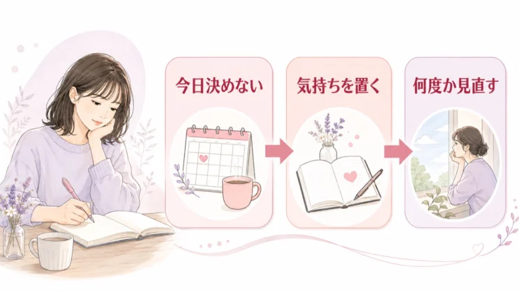 結論を急がず気持ちを言葉にすると、状況を少しずつ整理しやすくなります。