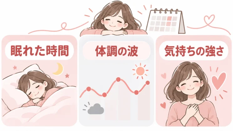 眠りや体調と気持ちの波を分けて記録すると、自分の状態を見取りやすくなります。