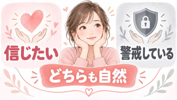 信じたい気持ちと警戒する気持ちは、どちらかを消さなくても並んでいて構いません。