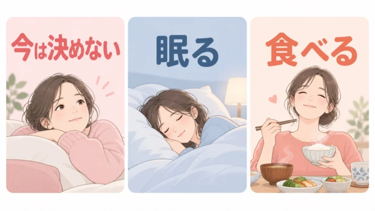 許すかどうかを今決めなくても、眠りと食事を整えることから始められます。
