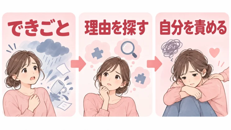 自責は予測できない出来事を理解しようとする心の働きとして起こることがあります。