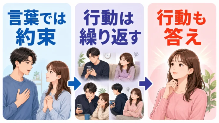 約束の言葉だけでなく、繰り返された行動も今の相手を知る大切な材料になります。